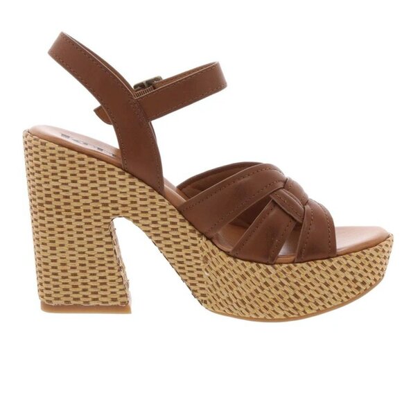 KORKS DEE Brown Buckle Block Platform Heels Women's Size 9 New in Box - Picture 4 of 11